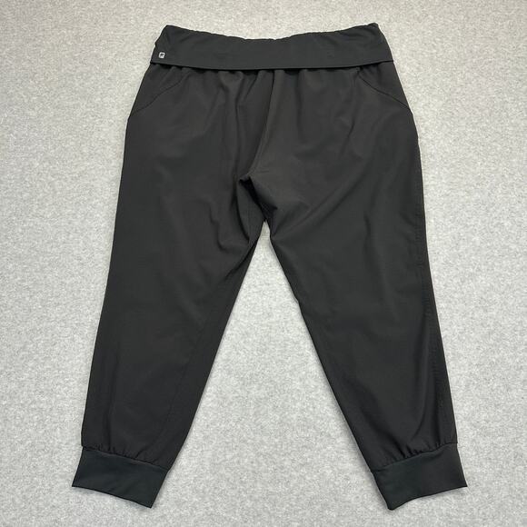 Fabletics Labaree Jogger Pants WMNS 2XL Black High Rise Fold Over Waist Cropped - Picture 6 of 13